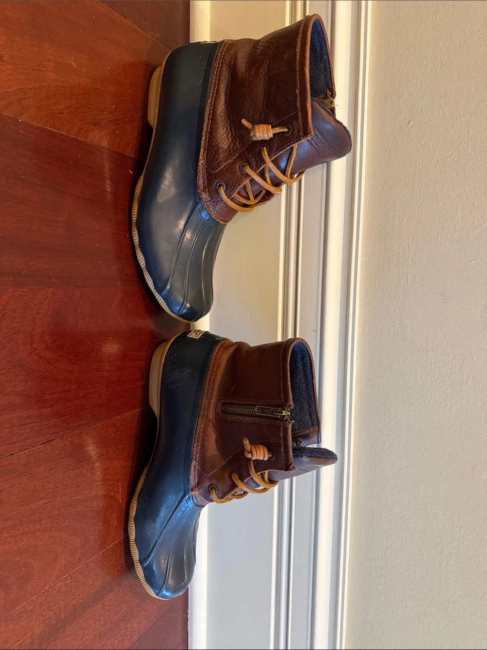 Sperry Navy and Brown Waterproof Lace-Up Boots - Size 10 Women’s